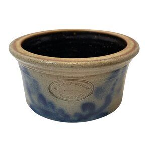 Handcrafted Beaumont Pottery from Maine Crock Blue & Beige Glaze